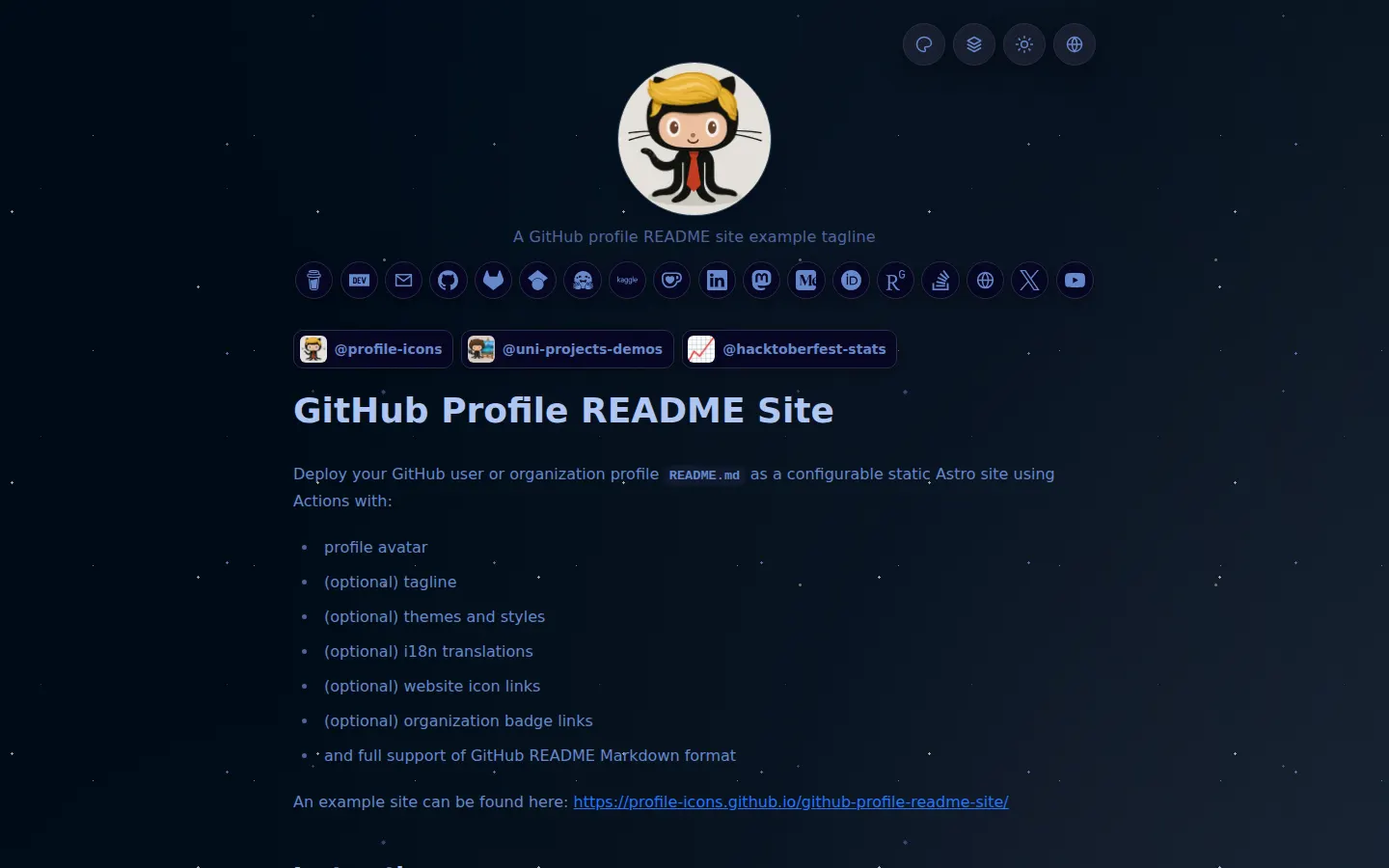 Preview of profile-icons/github-profile-readme-site